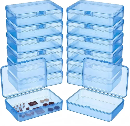 Miniatura 11 de LJY 100 contenedores rectangulares vacíos de plástico transparente con tapas con bisagras (2.2 x 1.6 x 0.8 pulgadas, transparente)