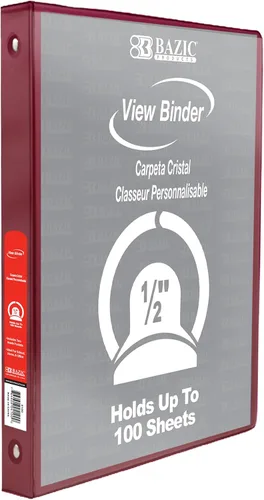 Miniatura 10 de BAZIC Products Carpeta organizadora de 3 anillas de 1/2 pulgada con vista económica, color negro, anillo redondo, capacidad para 100 hojas de papel