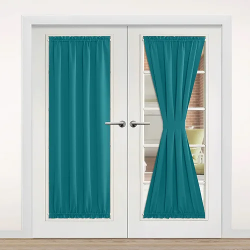 Miniatura 338 de NICETOWN Cortinas opacas unicolor con aislamiento térmico para puerta francesa, granja, oscurecimiento de habitación, puertas y ventanas de Marrón