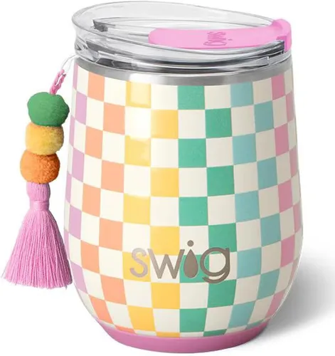 Miniatura 7 de Swig Life Vaso de vino de 12 onzas con tapa, acero inoxidable, apto para lavavajillas, portátil, triple aislamiento (todos los americanos)