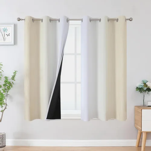 Estelar Textiler - Cortinas opacas degradé beige y blanco grisáceo de 45 pulgadas de largo, 2 paneles, cortinas graduadas para oscurecimiento total