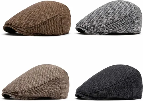 Miniatura 8 de meioro Gorra plana de espiga para hombre, gorra clásica de tweed de Newsboy, gorra de mezcla de lana, gorra plana de Gatsby, gorras de hiedra
