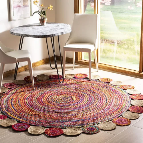 Miniatura 22 de SAFAVIEH Cape Cod Collection - Alfombra decorativa, 4 x 6 pies, beige y multicolor, hecha a mano de yute y algodón, trenzada estilo bohemio, ideal