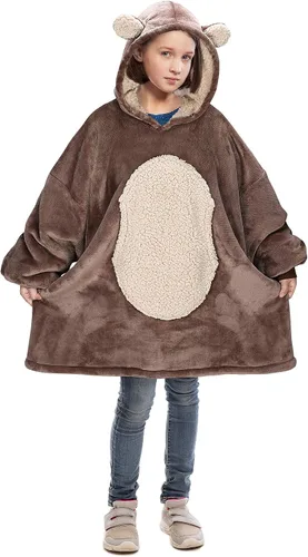 Miniatura 13 de Catalonia Sudadera tipo manta con capucha para niños, sudadera de sherpa extragrande para adolescentes jóvenes, idea de regalo Perro- Niños