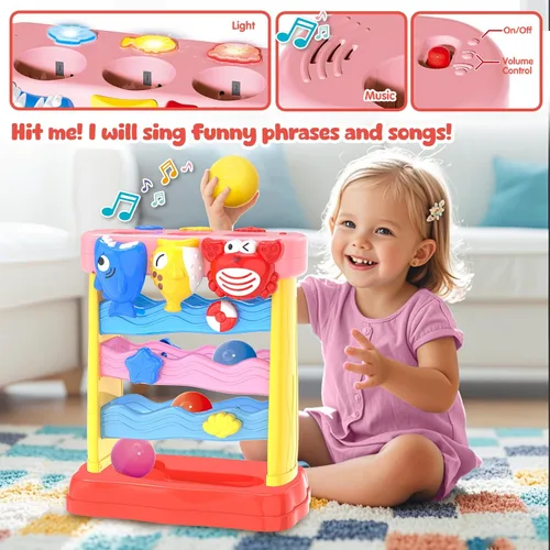 Miniatura 3 de AuroTops Pound A Ball Juguetes para niñas de 1, 2, 3 años, juguete musical Montessori para niños pequeños de 6-12-18-24 meses, juguetes interactivos