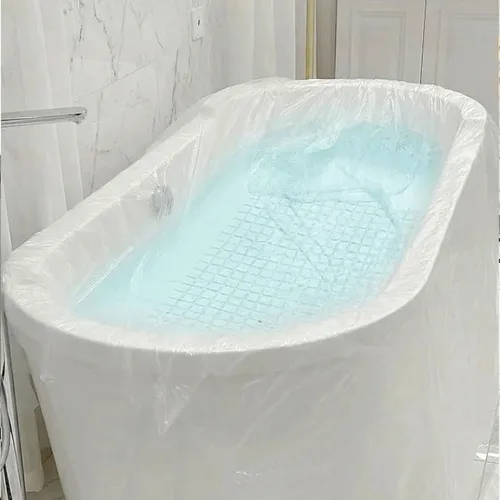 12 fundas para bañera, paquete individual para bañera grande (102 x 47 pies), fundas desechables para viajes y hogar, bolsa de plástico portátil