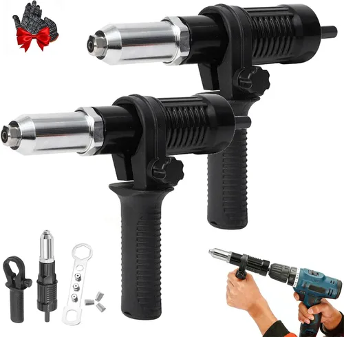 Miniatura 8 de Adaptador de pistola remachadora eléctrica de grado profesional, kit de adaptador de pistola remachadora eléctrica profesional, convierte tu taladro
