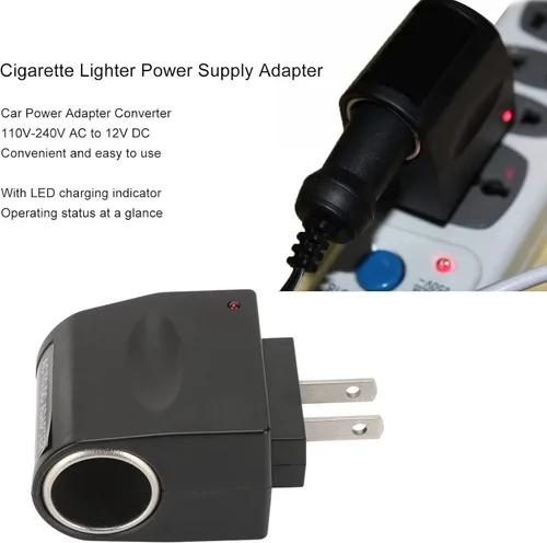 Miniatura 3 de Convertidor de alimentación de CA a CC, 110 V a 240 V CA a 12 V CC 1000 mA Adaptador de corriente para encendedor de cigarrillos de automóvil