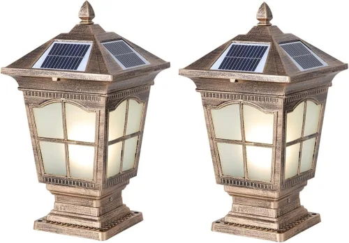 Miniatura 8 de Luces solares de columna para exteriores, IP65, impermeables, externas, tricolor, atenuación, luces de poste de luz de poste de aluminio para patio
