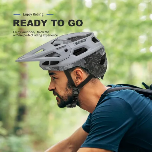 Miniatura 6 de Casco de Bicicleta BATFOX, Casco de Bicicleta de Montaña para Hombres, Mujeres, Adultos y Jóvenes Gris