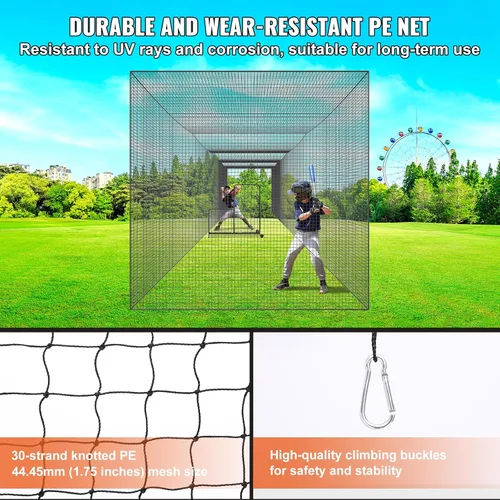 Miniatura 41 de VEVOR Jaula de bateo de béisbol, red profesional de entrenamiento de bateo de béisbol de sóftbol, resistente, resistente, cerrada, de polietileno