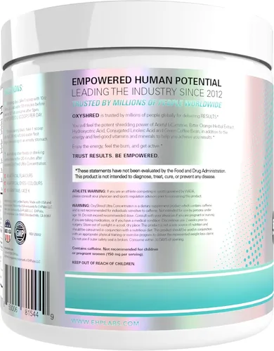 Miniatura 8 de EHP Labs OxyShred Polvo de Pre Entrenamiento - Polvo de preentrenamiento con L glutamina y acetil L carnitina, bebida de refuerzo energético