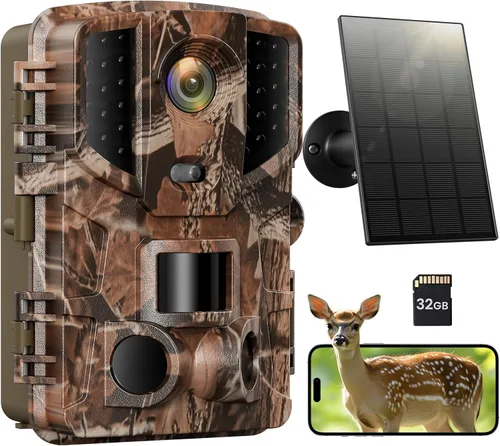 Miniatura 8 de Solareye Cámara de Rastreo WiFi - Cámaras de Juego de 4K 64MP con Energía Solar con Visión Nocturna Activada por Movimiento, Impermeable con Tarjeta