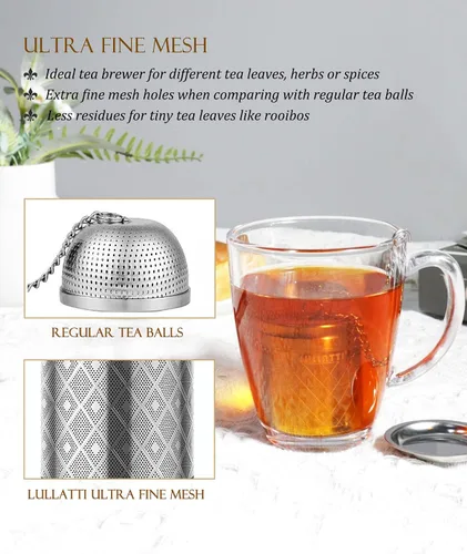 Miniatura 4 de Infusores de té para té suelto, juego de colador de té de acero inoxidable 18/8, malla extra fina para té preparado, especias y condimentos Paquete