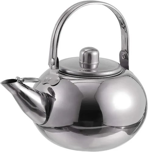 Cabilock Olla de acero inoxidable Olla de agua caliente Tetera azul Infusor de té suelto Hervidor de agua Tetera Estufa Tetera Silbosa Tetera Plata
