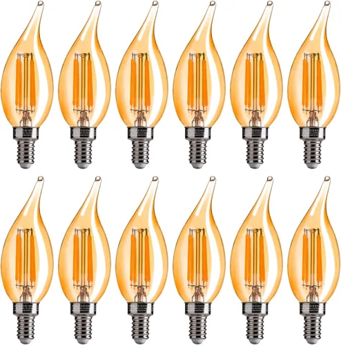 Miniatura 10 de FLSNT Bombillas LED para candelabro CA11 E12, bombillas LED regulables, equivalente a 40 W, luz blanca cálida de 2200 K, 330 lm, acabado de vidrio