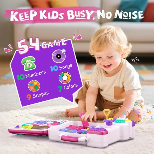 Miniatura 2 de 54-en-1 Juguetes de Tablero Ocupado Montessori en Inglés y Español para Niñas de 1 y 2 Años, Juguetes Educativos Montessori de Aprendizaje
