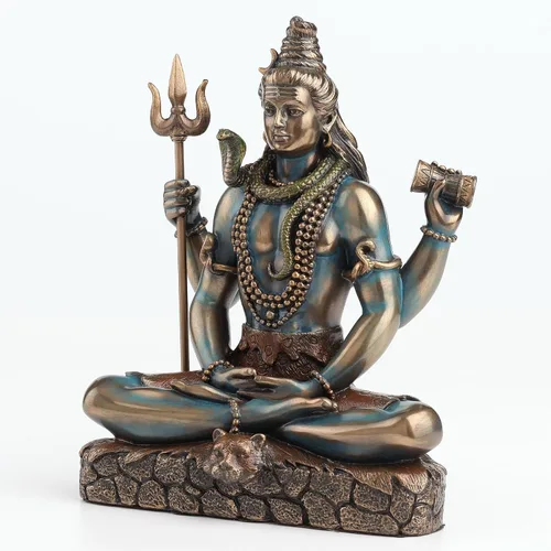 Miniatura 2 de Veronese Design Lord Shiva in Lotus Pose Hindu God Destroyer of Evil - Estatua de resina de 6.2 pulgadas de alto, acabado en bronce