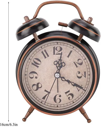 Miniatura 2 de AUNMAS Reloj despertador vintage, alarma de campana doble con esfera luminosa brillante, gestión de tiempo de noche retro para adultos con sueño