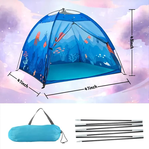 Miniatura 2 de Tienda de juegos submarina para niños, tienda de campaña plegable desplegable para interiores y exteriores, fiesta submarina, tienda de juguetes Azul