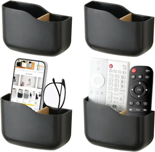 Miniatura 13 de SUNFICON Soporte remoto de montaje en pared, ventilador de TV, soporte de control remoto, organizador de pared, soporte de teléfono para oficina
