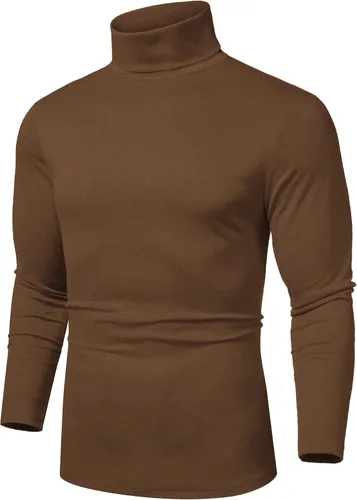 Coofandy - Camiseta básica tipo suéter para hombre, con cuello de tortuga, ajuste entallado y en tejido de punto, estilo informal