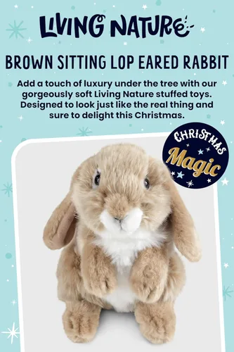 Miniatura 3 de Living Nature Conejo de Peluche Marrón Sentado de Orejas Caídas Animal de Conejo Esponjoso Juguete Suave para Niños 7 pulgadas