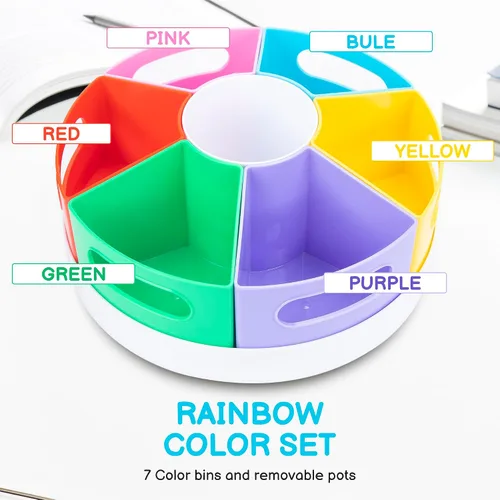 Miniatura 5 de CraftGenes Organizador de Suministros de Arte, Portálápices Extra Grande de 360° con 7 Compartimentos Removibles para Niños, Organizador