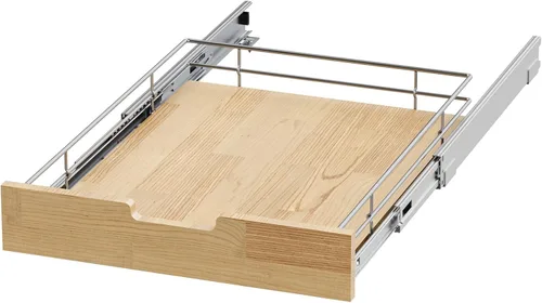 Miniatura 7 de Sikarou Organizador de gabinete extraíble, estante deslizante resistente, cesta de madera y alambre, cajón extraíble para cocina debajo