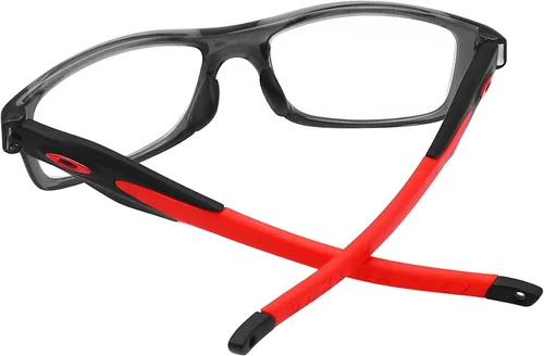 Miniatura 4 de BroLizard - Brazos de repuesto para Oakley Crosslink Glass Satin Black Frame - Rojo con anillo de icono