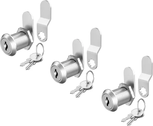 Miniatura 9 de Paquete de 3 cerraduras de gabinete con llaves, cerraduras de cajones de 1-1/8" con llave similar, cerraduras de leva para RV para puerta