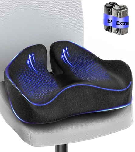 Miniatura 8 de Cojín de asiento, cojín de espuma viscoelástica para aliviar el dolor de coxis, almohadilla extra grande para silla de oficina, asiento de automóvil