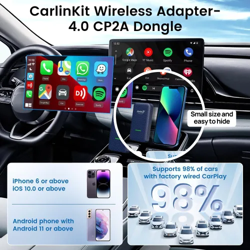 Miniatura 2 de CarlinKit Adaptador 4.0 CP2A para coche CarPlay con cable, 2 en 1 Convertir CarPlay con cable a inalámbrico, Android Auto inalámbrico para Android