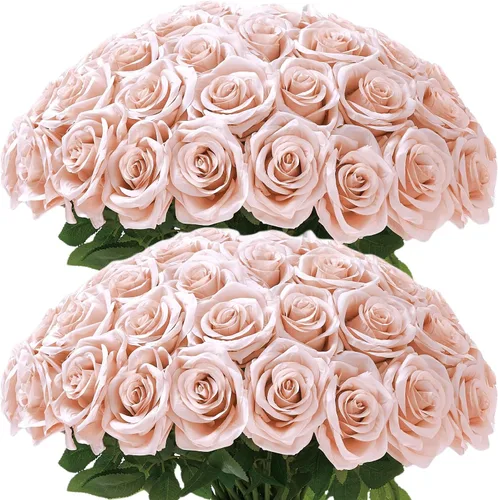 Miniatura 26 de Carlita's Blooms 15 piezas Rosas Falsas Flores Artificiales de Seda Flor Rosa Falsa Tallos Largos Ramo para Arreglo Centro de Mesa de Boda Fiesta