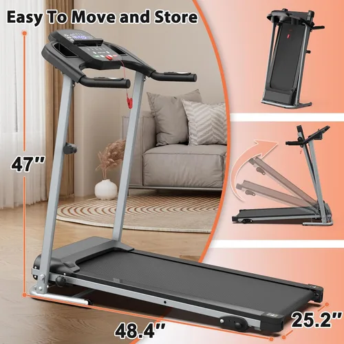 Miniatura 4 de Home Foldable Treadmill with Incline, Folding Treadmill for Home Workout, Electric Walking Treadmill Machine 15 Preset or Adjustable Programs 250 LB
