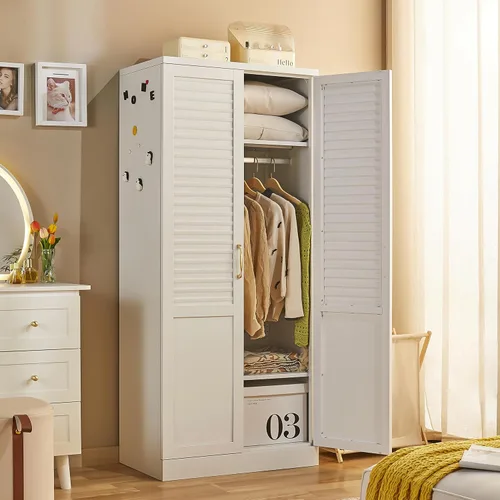 Miniatura 8 de Armario de metal independiente de 71 pulgadas con cajones y barra para colgar, armario de acero moderno para almacenamiento en el dormitorio