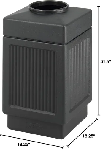 Miniatura 60 de Safco Products Canmeleon - bote de basura para interiores y exteriores, con tapa abierta, color negro, cinco paneles acanalados, capacidad de 30
