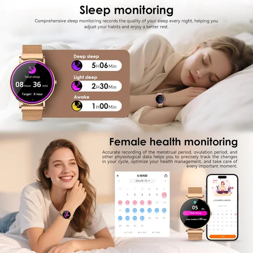 Miniatura 4 de Reloj inteligente para mujer, 1.32 pulgadas, reloj de seguimiento de actividad física de 0.303 in, diseño ultrafino, respuesta/hacer llamadas