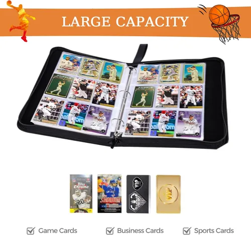 Miniatura 6 de Carpeta de Tarjetas de Baloncesto 900 Bolsillos, Porta Tarjetas de Coleccionistas, Álbum de Tarjetas de Baloncesto de 9 Bolsillos con 50 Fundas