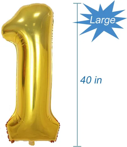 Miniatura 2 de Globo dorado del número 1, 40 pulgadas