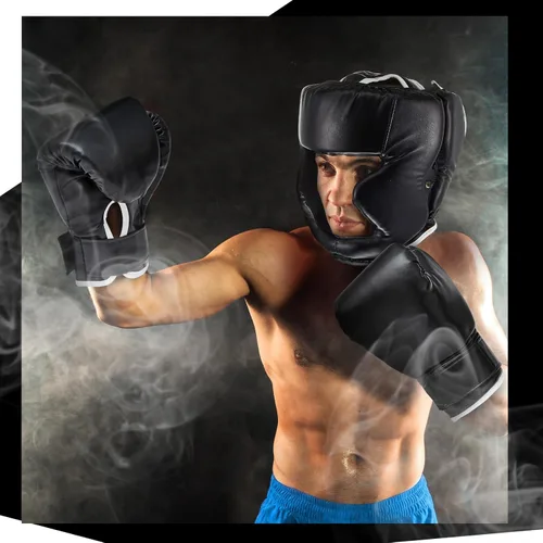 Miniatura 7 de Kanayu Juego de 14 piezas de guantes de boxeo de 16 onzas, casco para la cabeza, envolturas de mano, protectores bucales, equipo de Navidad
