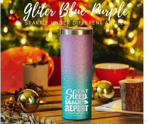 Miniatura 4 de Onebttl Regalos de playa para mujeres, vaso delgado de 20 onzas con tapa y pajita, regalos temáticos de playa para amantes de la playa, azul Repetir