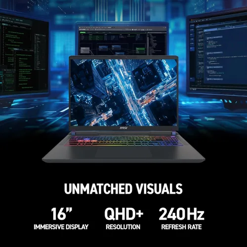 Miniatura 4 de msi Portátil para juegos Vector 16 HX AI, 16 pulgadas QHD+ IPS 240Hz, procesador AMD Ryzen 9-8940HX, GeForce RTX 5070 Ti, retroiluminación RGB