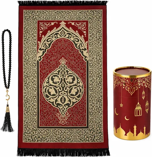 Miniatura 7 de Modefa Tapete de oración para regalos islámicos, alfombra de oración musulmana tejida fina, regalos musulmanes para hombres, regalos de Ramadán