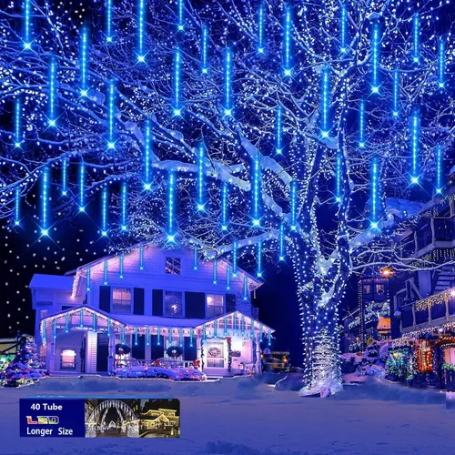 Miniatura 7 de Purtuemy - Luces de Halloween para exteriores, luces con diseño de lluvia de meteoritos, 12 pulgadas, 8 tubos, luces de hadas en cascada
