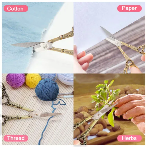 Miniatura 6 de EBANKU - Tijeras de manicura profesionales, vintage, de acero inoxidable, para cutículas, cuidado de precisión para uñas, cabello facial, cejas