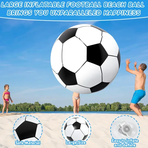 Miniatura 3 de Lewtemi Gran Pelota de Fútbol Inflable Gigante, Bola de Playa Inflable Grande para Deportes de Playa y Piscina, Juguetes de Decoración para Fiestas