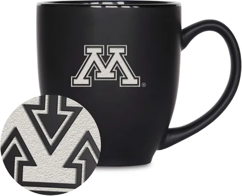 Miniatura 426 de Rico Industries - Taza de cerámica mate negra con grabado láser estándar de 15oz para NCAA (escuelas T & U) - Para bebidas calientes o frías