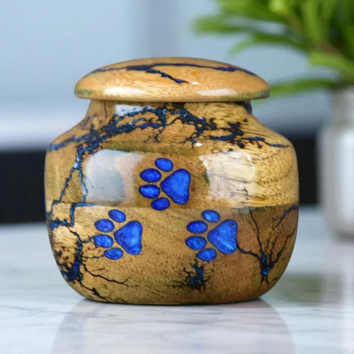 Miniatura 3 de Urna de cremación de madera para cenizas de mascotas, urna de recuerdo de resina para perros, caja decorativa para entierro y conmemoración
