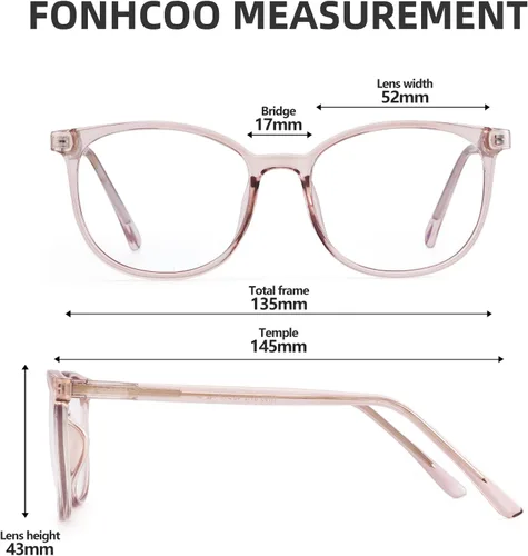 Miniatura 4 de FONHCOO - Lentes con bloqueo de luz azul de moda, redondos, TR90, transparentes, gafas anti UV para computadora para mujeres y hombres Marrón claro